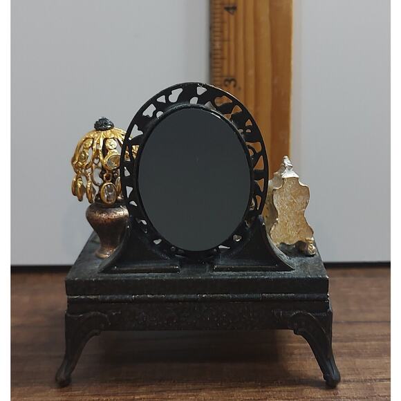 VTG Sweet Romance Trinket Box Ladies Dresser Mixed Brass Pewter Lamp Clock A11 - Picture 4 of 6